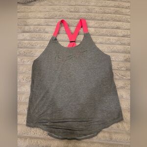 Nike Women's Gray and Pink Tank Top